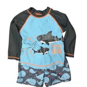 Carter's Baby Boys' Swimsuit Trunk and Rashguard Blue Whales 18M